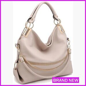 Vegan Leather Hobo Tote with Rhinestone Accents Elegant Chic Shoulder Handbag